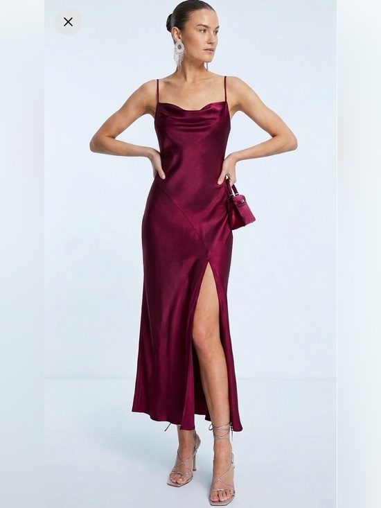 Ever New Dresses & Skirts - Ever New Satin Slip Maxi Dress in Burgundy red with Thigh Slit